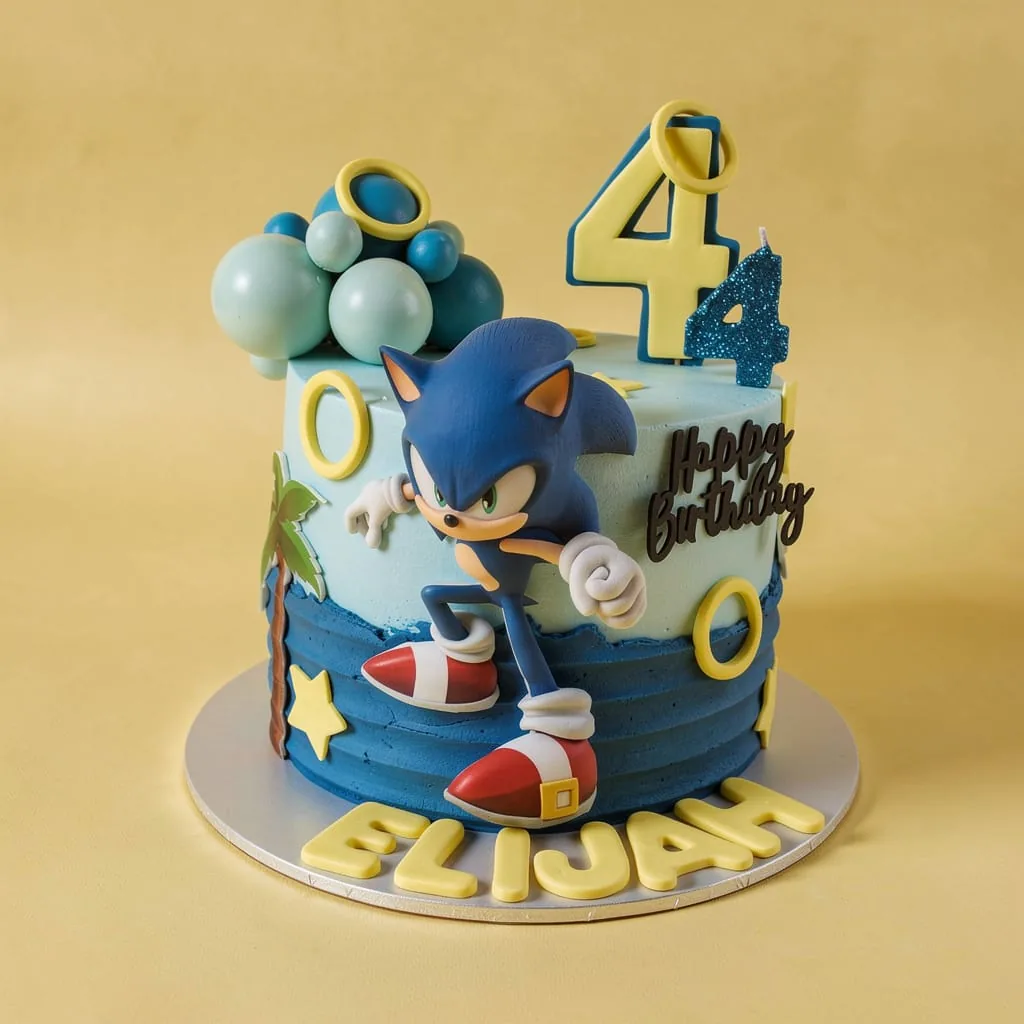 Birthday cake decorated with golden sunflower details